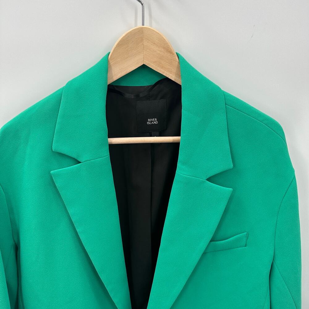 River Island Green Long Notched Collar Blazer // 8 View 2